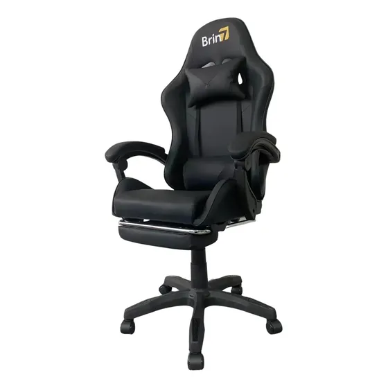 Cadeira Gamer Ergonômica Brin7 B7-008 Para Escritório Preto Couro Sintético