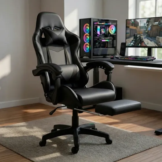 Cadeira Gamer Ergonômica Para Jogos Pc Reclinável Apoio Pé