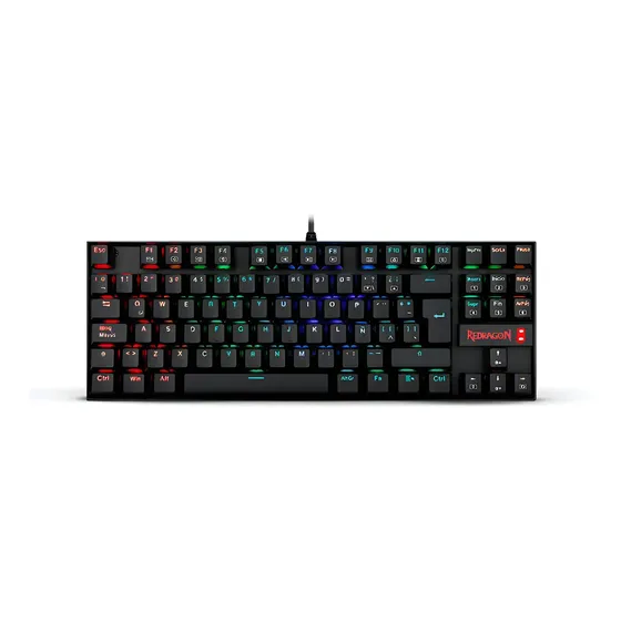 Teclado gamer Redragon Kumara QWERTY Outemu Black português Brasil cor preto com luz RGB