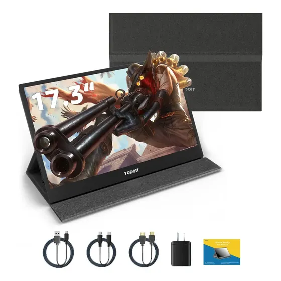 Monitor Portável Yodoit 17.3 Ips Hdmi Gamer 1080p Usb-c Preto