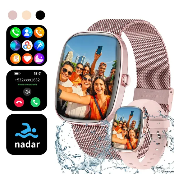 Smartwatch Wesapor S5 Rosa de Titânio com GPS e 2 Pulseiras