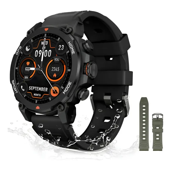 Smartwatch Aurafit G6 Tático Com GPS e AMOLED 1.43" Preto