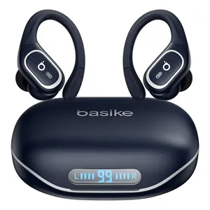 Basike Fone De Ouvido Bluetooth 6.0 Esportivo Sem Fio Gancho Intra-auricular,estéreo,Com display Led, Tws, Ipx5, Enc, Suporta Chamadas De Voz, Compatível Android E Ios, Cor Azul