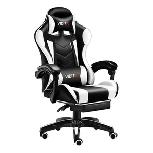 Cadeira Gamer Vidita GX2000 Ergonômica Preto e Branco de Couro Sintético