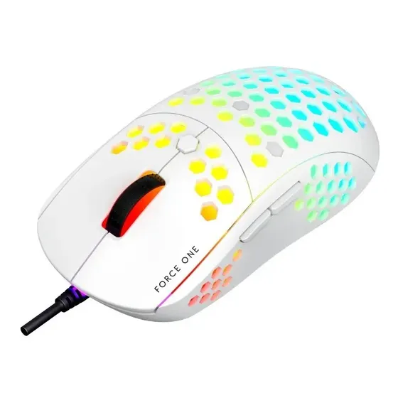 Mouse Gamer Force One Supernova 20000 DPI Óptico Com Luzes RGB Branco