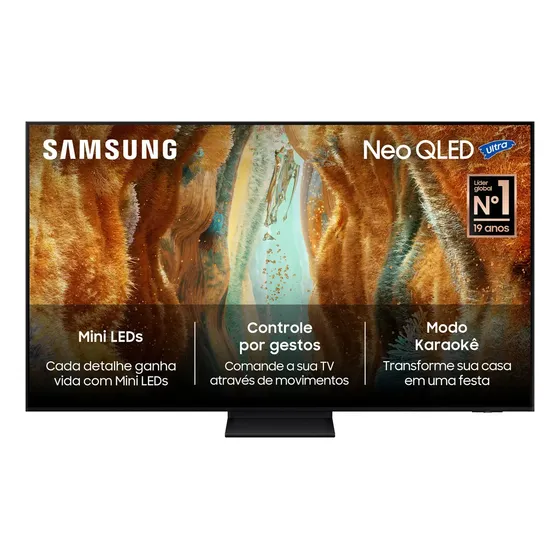 Samsung Vision AI TV 75" NEO QLED Ultra 4K QN70F 2025, Mini LED, Processador com AI, Controle por Gestos, Modo AI, Painel até 144hz