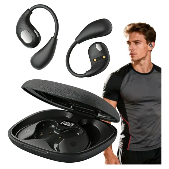 Fone de Ouvido Open-Ear JSKJ Bluetooth 5.4 Com Microfone Para Esporte e Corrida