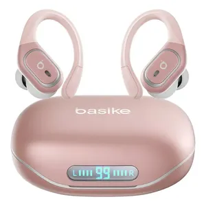 Basike Fone De Ouvido Bluetooth 6.0 Esportivo Sem Fio Gancho Intra-auricular,estéreo,Com display Led, Tws, Ipx5, Enc, Suporta Chamadas De Voz, Compatível Android E Ios, Cor Rosa