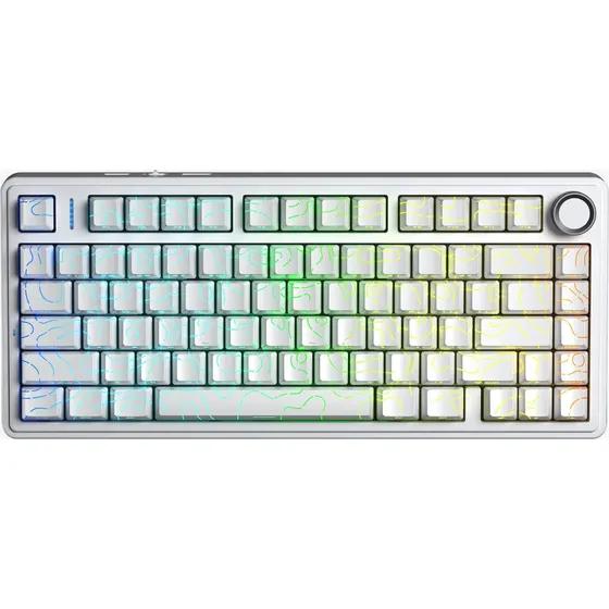 Teclado Mecânico Aula F75 Branco Contorno Sem Fio Tri Mode 75% Hotswap Rgb Idioma Inglês Us