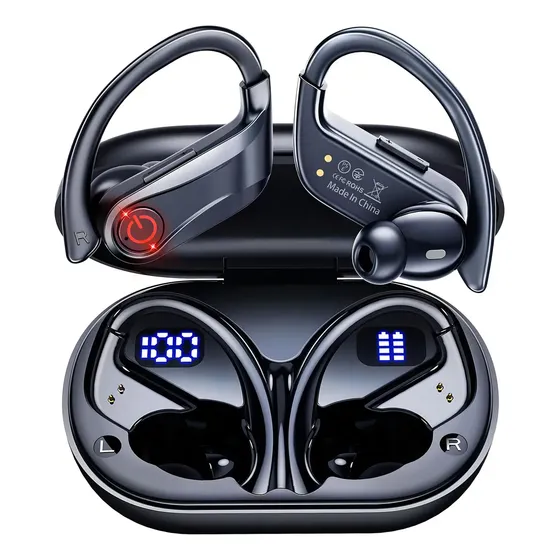 Fone De Ouvido Gancho Bluetooth Sem Fio Esportivo, Cancelamento de Ruído Ativo, Longa Bateria, Intra-auricular para Viagem/Trabalho/Estudo,Sem Fio com Tradução Simultânea por IA 144 Idiomas