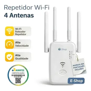 Repetidor de Wi-Fi Titanis 4 Antenas Branco Rede Estável Longo Alcance
