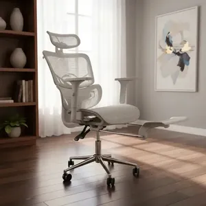 Cadeira Escritório Ergonômica Giratória Fohar Tribecca 200kg Cinza Telado Sintético