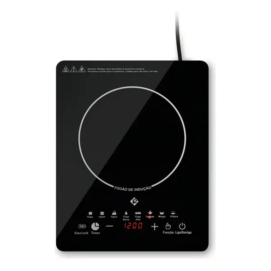 Cooktop De Indução 1 Boca Preto Com Trava De Segurança Painel Touch Screen