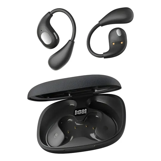 Fone de Ouvido JSKJ Esportivo OWS TWS sem Fio com Bluetooth e Microfone, Preto