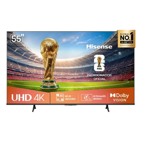 Hisense Smart TV 4K 55 Polegadas 55A6NV com Dolby Vision, HDR10, HLG, Dolby Gaming, Film Maker, DTS Virtual X, Compatibilidade Alexa e Google Home