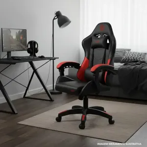 Cadeira Gamer TGT Heron M Preto Vermelho Reclinável Espuma Moldada