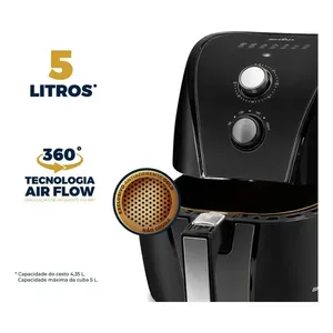Air Fryer Britânia 5l Antiaderente Gold 1500w Baf45a Cor Preto