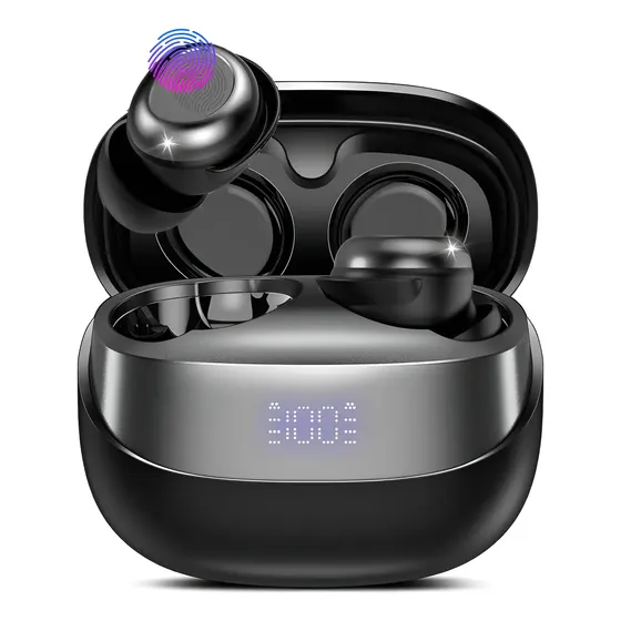 Fone De Ouvido Bluetooth 5.4 Sem Fio Tws Com Display Digital Cor Preto