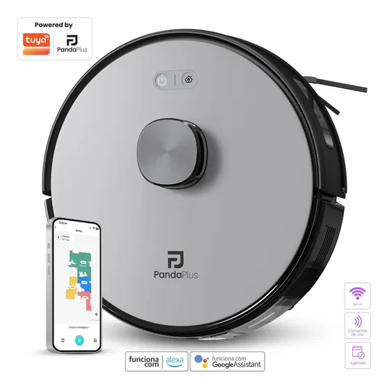 Robô Aspirador Panda Plus AMG-R3 Pro 3 em 1 com Mapeamento a Laser, Alexa e Google
