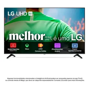 Smart TV LG UHD AI UA75 43 polegadas HDR10 Pro Processador α7 AI Ger8 webOS 25