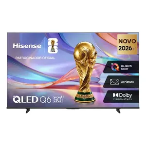 Hisense Smart TV UHD 4K QLED 50 Polegadas 50Q6QVV com HDR10+, Dolby Atmos, Sports Mode, Game Mode Plus e Compatível com Alexa