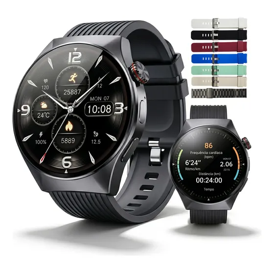 Relógios Inteligentes X5 Pro Amoled 1.53 Gps 7 Pulseiras