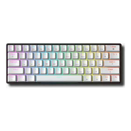 Teclado Mecânico Gamer Force One Atlas 60% RGB Switch Huano Red Branco