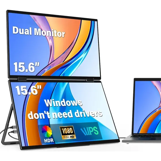 Monitor Duplo Portátil Acrensly 15.6" Full HD IPS com USB-C e VESA