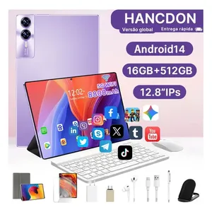 Tablet Android 15 Hancdon Tab Kit Completo Ram 16gb 512gb 12,8'' Hd Tela Apoia Wifi 2,4/4g/5g Dual Sim Bateria 8800mah Com Caneta+teclado E Mouse Profissional Estudo Trabalho Jogos 2 Em 1 Tablets Pc
