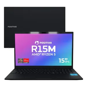 Notebook Positivo Vision R15M AMD Ryzen 5-5625U Linux 8GB RAM 256GB SSD Wi-Fi 6 Tela 15” Full HD IPS Antirreflexo - Minitela - Permite upgrade de memória RAM e SSD - Preto