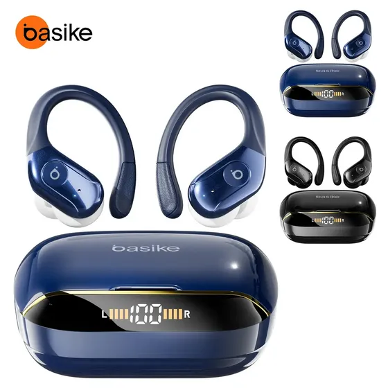 Basike Ear Cuff Fone De Ouvido Bluetooth 6.0, Sem Fio Estéreo, Com Display LED, IPX6, Compatível Com Chamadas De Voz, Para IPhone E Android, Cor Auzl