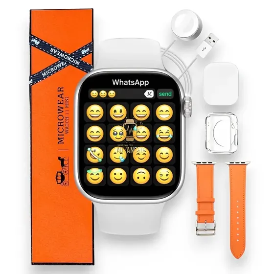 Relógio Smartwatch Microwear W11 Mini Série 11 Chatgpt 42mm Lançamento 2026 Prateado Branco SMARTWATCH ADVANCED PRO