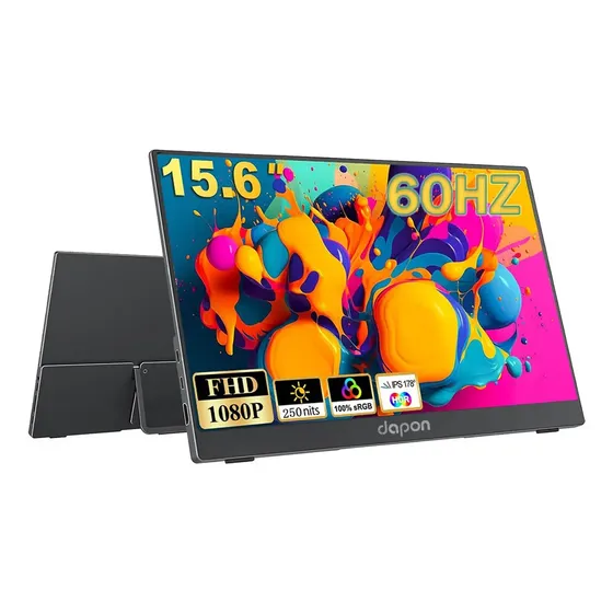 Monitor Portátil Dapon 15,6 Full HD IPS USB-C HDMI Para Notebook PC Console