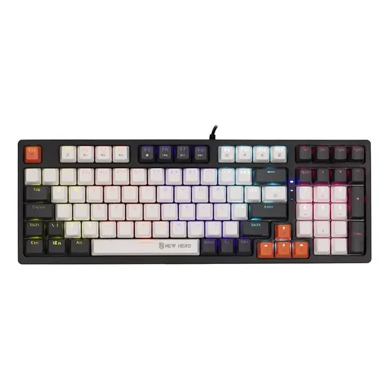 Teclado Mecânico Gamer New Hero Arkana Blue Usb Branco/cinza