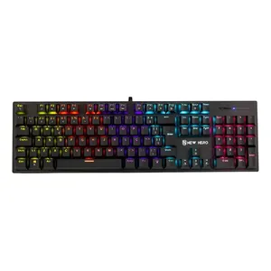 Teclado Mecânico Gamer New Hero Prisma Blue Abnt2 Usb Preto Português Brasil