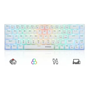 Teclado Mecânico E-yooso Z-686 Rgb Abnt2 Switch Red Branco Inglês Us