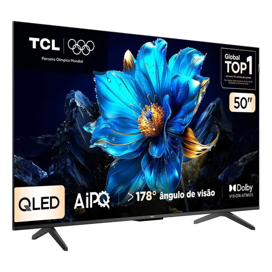 Smart TV TCL 50 Polegadas QLED 4K P7K WiFi Bluetooth Google TV HDR10+ Dolby Atmos Dolby Vision 50P7K