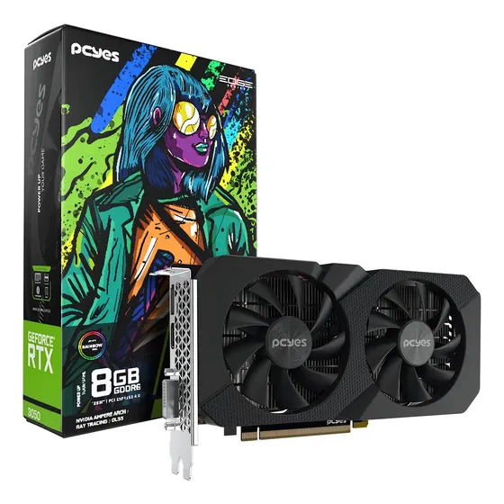 Placa de Vídeo Pcyes Nvidia GeForce RTX 3050 8GB GDDR6 4K Black Edition