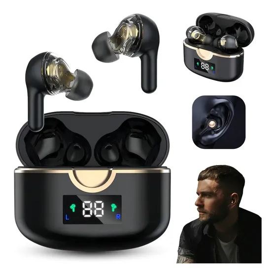 Fone de Ouvido TWS Bela Voz T22 Bluetooth In-ear com Cancelamento de Ruído e Microfone Preto