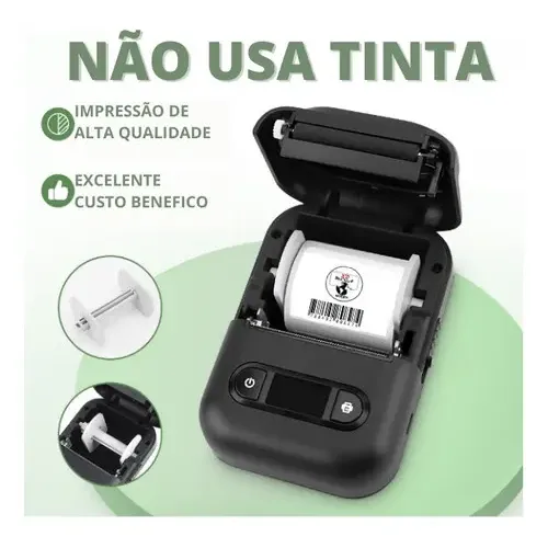 Impressora Bluetooth XD MEGA IMPORTS XD-210 com 5 Rolos 50x80mm Preto