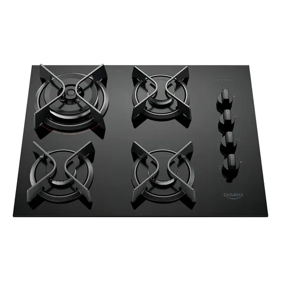 Cooktop 4 Bocas Dako Supreme Com Mesa de Vidro e Tripla Chama Preto Bivolt