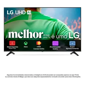Smart TV LG UHD AI UA75 55 polegadas HDR10 Pro Processador α7 AI Ger8 webOS 25