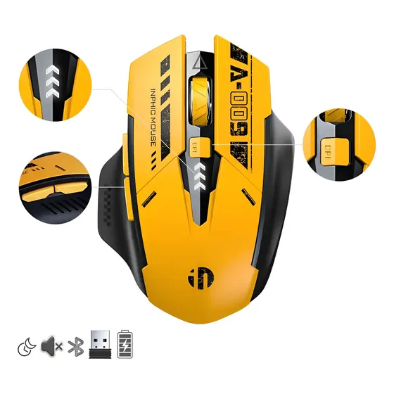 Mouse Sem Fio Bluetooth Recarregável Gamer Ergonômico 2.4g