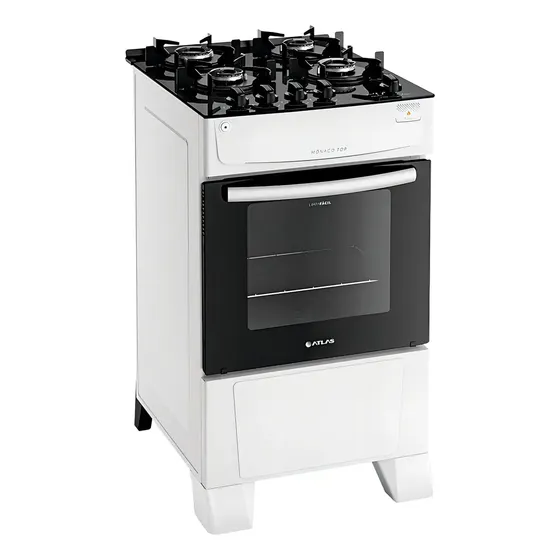 Fogão 4 Bocas Atlas Mônaco Top Glass Acendimento Automático Cor Branco
