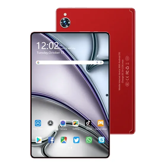 Tablet Android 11,6 Polegadas Full Hd 12gb Ram + 512gb 24mp/48mp Wifi 2.4/5g Com Capa Para Estudo E Trabalho Cor Vermelho Marca Hancdon
