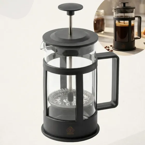 Cafeteira Prensa Francesa Cremeira 350ml Café Expresso Leite Cremoso Chá Tragaluz Cor Preto