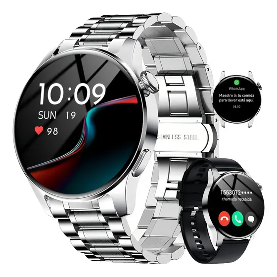 Smartwatch FoxBox MBW0256 Prateado c/ Chamada Bluetooth e Monitor Cardíaco