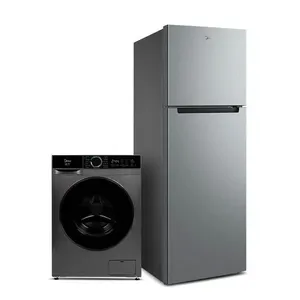 Kit Geladeira Cycle Defrost Duplex 410L Inverter Cor Prata + Lava e Seca 10,5kg Titanium Inverter Midea MDRT554EVF502.MFA01D105B/GK-02 - 220v