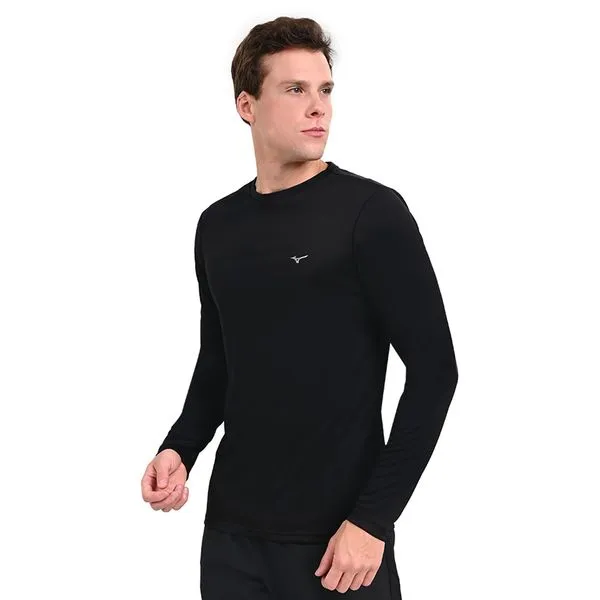 Camiseta Manga Longa de Treino Masculina Mizuno Energy P Preto
