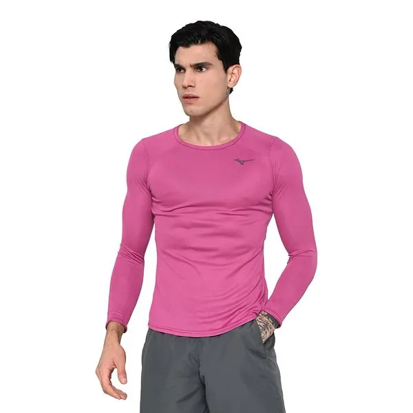 Camiseta de Treino Mizuno Two Loops 88 LS Masculina G Rosa